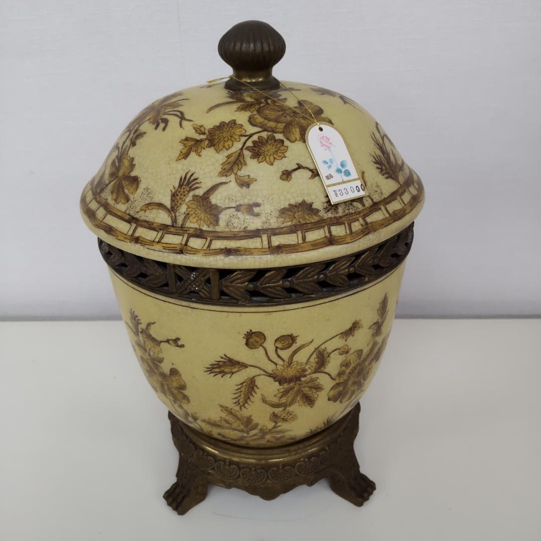 飾り壷　中国古玩　釉裏紅　インテリア　骨董風