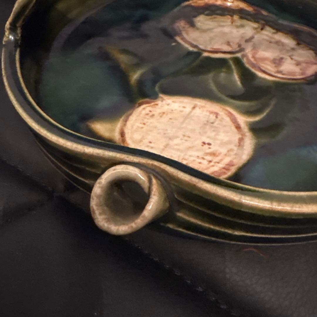 織部焼　花模様陶器皿