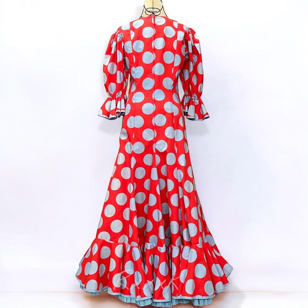 フラメンコ 衣装 ドレス ワンピース 水玉 ドット 赤 大きいサイズ