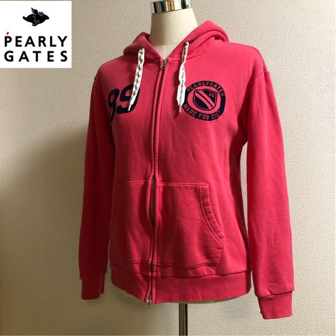 パーリーゲイツ ダブルジップ パーカー 日本製 レッド系 サイズ