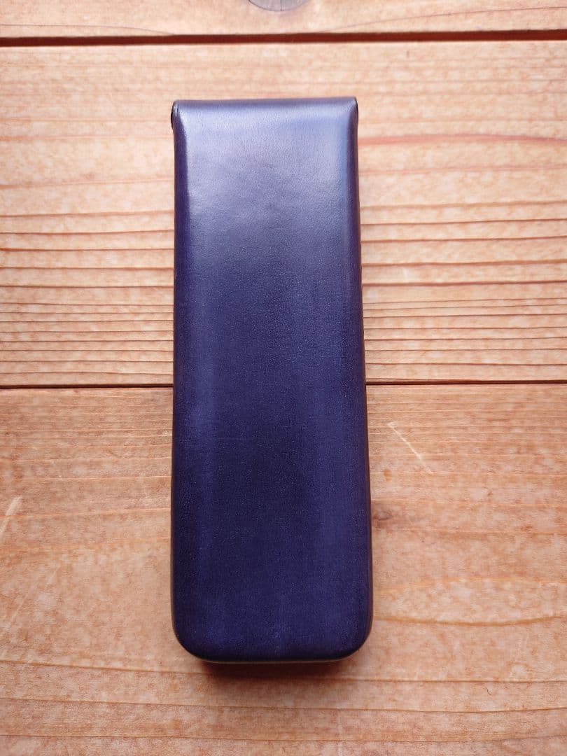 ガンゾGANZO　レザー3本差ペンケース　紫紺