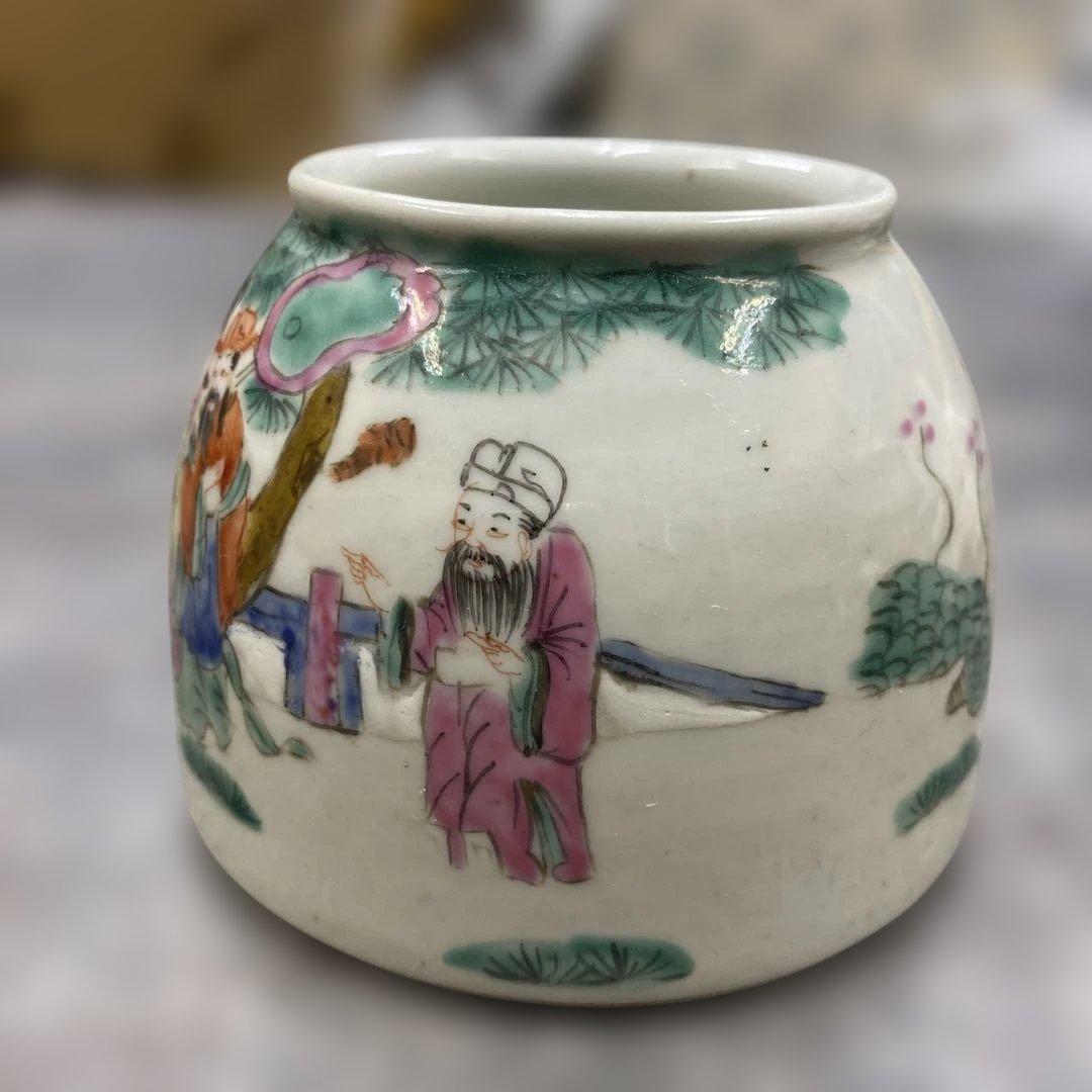 大清同治年製　粉彩人物図　骨董品　時代物