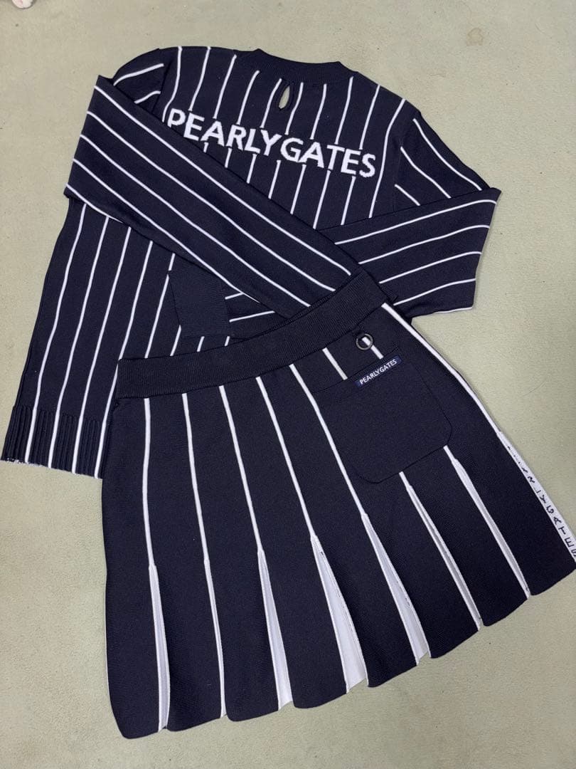 （梵）パーリーゲイツ、ストライプ柄シリーズ、セットアップ、サイズ1