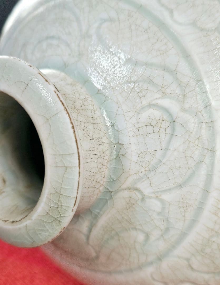 中国古美術　中国古陶磁器　古玩　青白磁　影青　彫花文　瓶　罐　大壺　唐物　古渡り