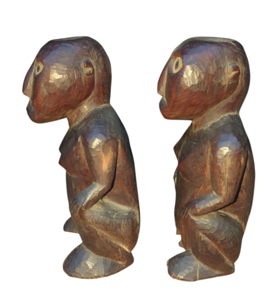 アフリカンアート 木製人型彫刻 2体セット 【 希少 パラオ トコベイ人形 】