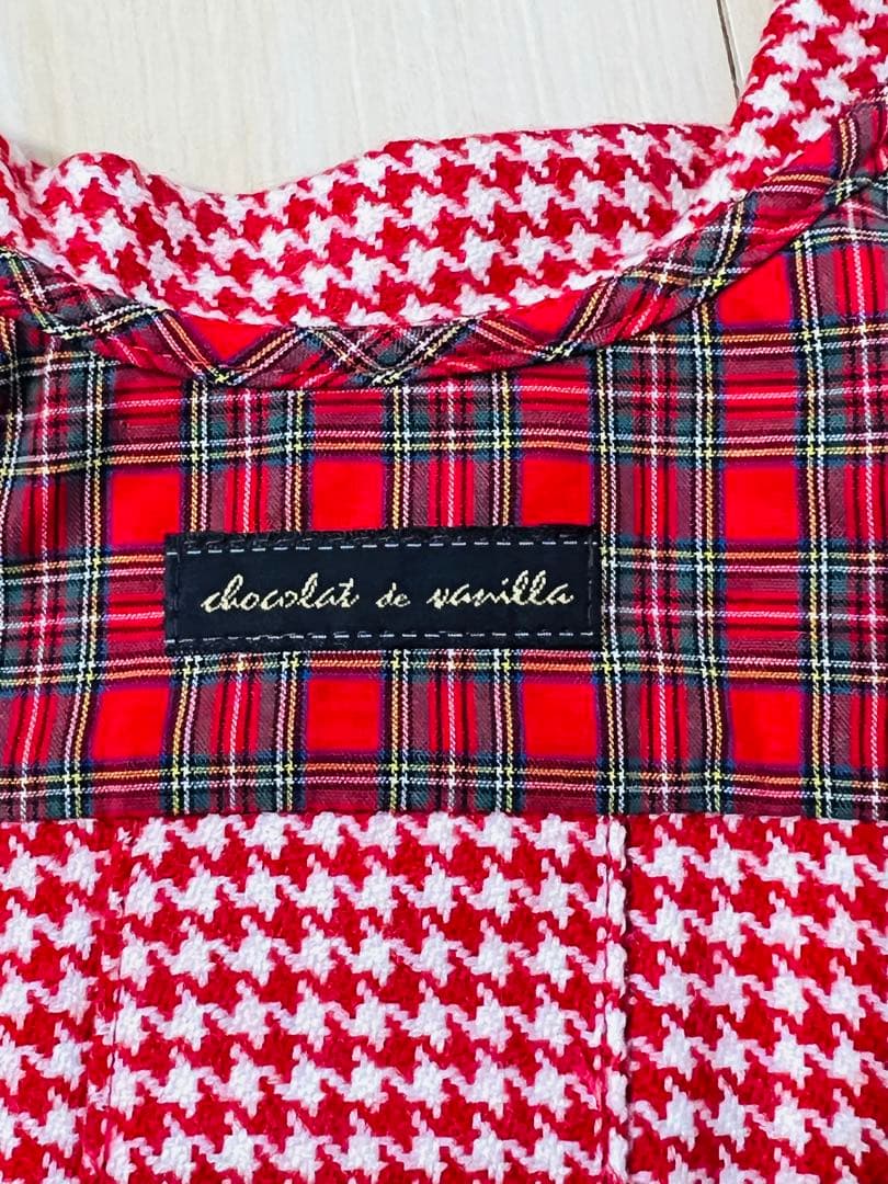 廃盤 アトリエgg 赤の千鳥格子MOM'S COAT