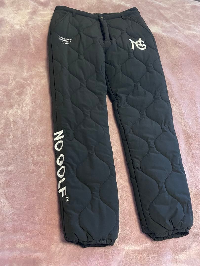 NO GOLF クラブハウス　キルティングダウンパンツ ブラック