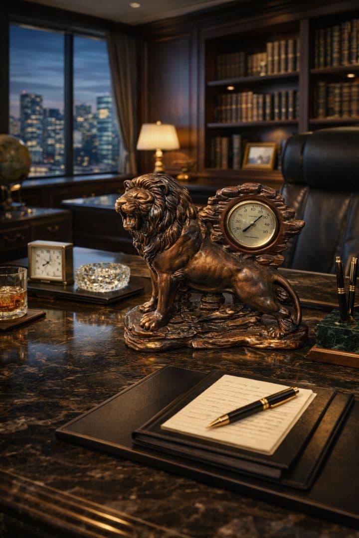 ※非売品置物 希少骨董品オブジェ ライオン インテリア 高級　ブロンズ彫刻