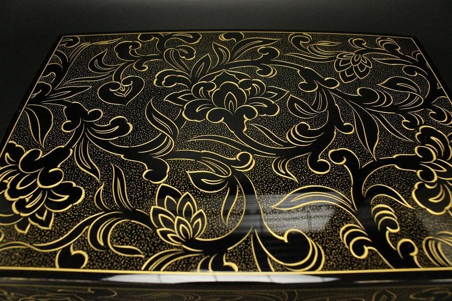 輪島塗 宝相花 沈金 茶箱 未使用(ZE515)