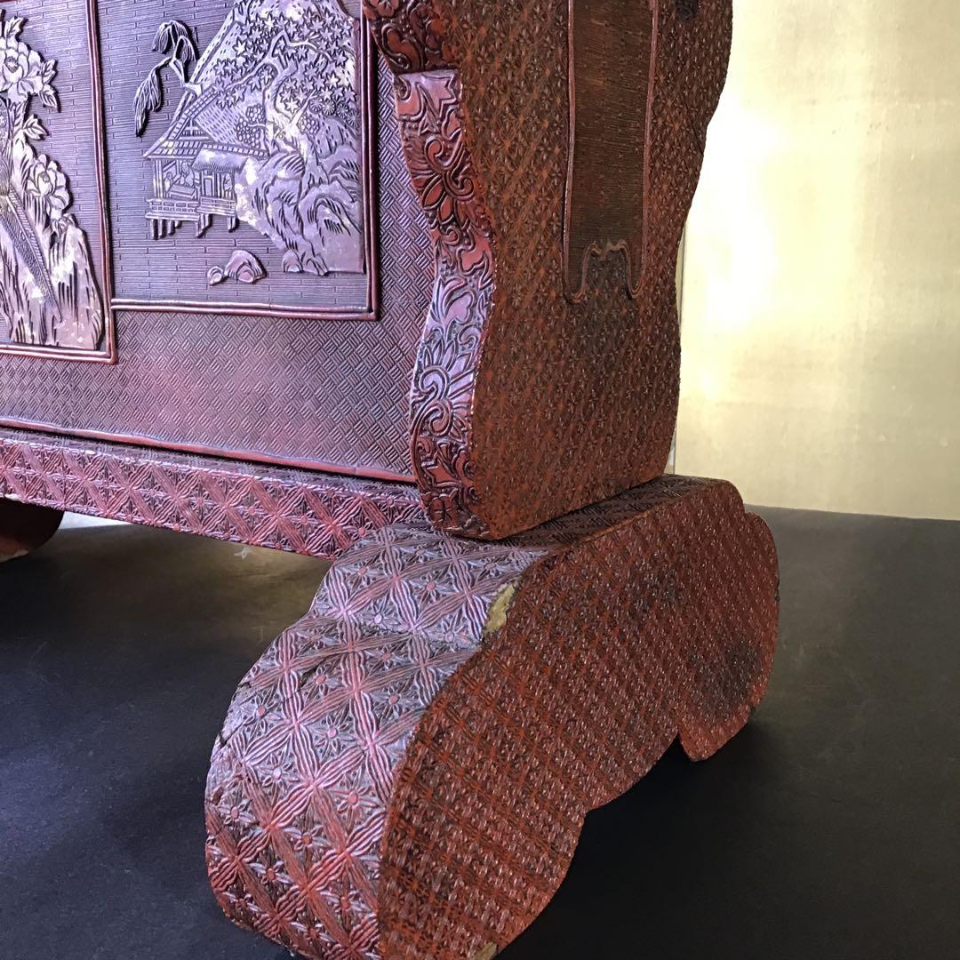 美術館級　極細堆朱　七本掛　刀掛　江戸期桐箱付　江戸期保証　希少　　　　Z3