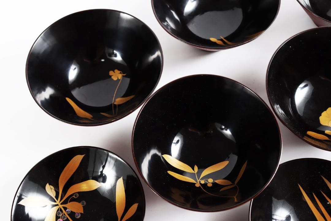 糸目 内梨地 螺鈿 花 図替 吸物椀 五客 蒔絵椀 懐石道具③