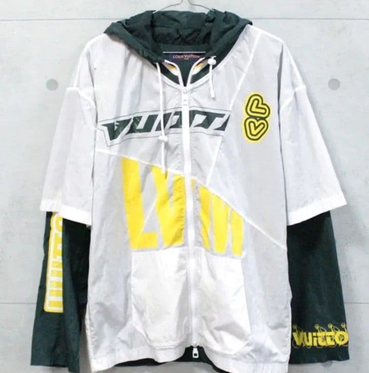 ルイヴィトン パッチワーク ベースボールジャージー ブルゾン 白×緑×黄