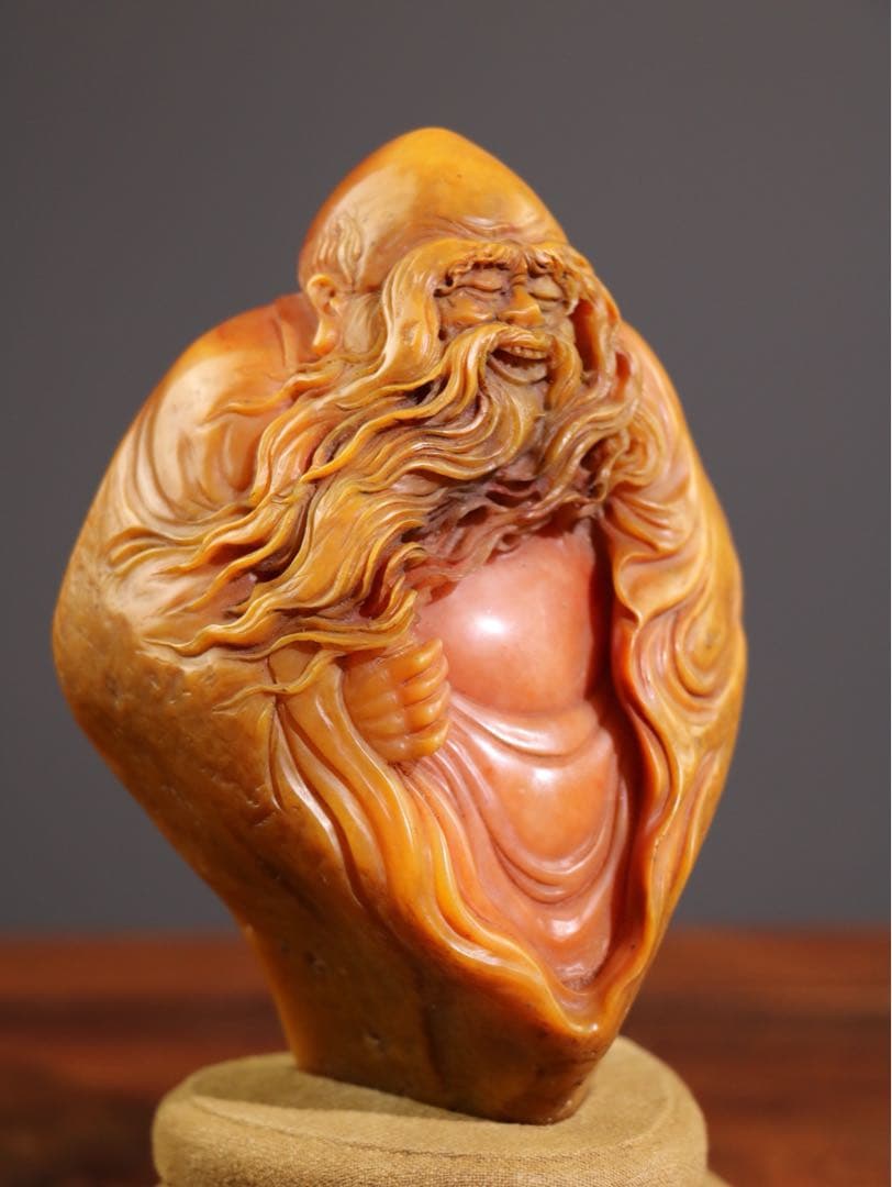 旧家蔵出　古美術　達磨大師　細工彫刻　寿山石 時代物　アンティーク　骨董品