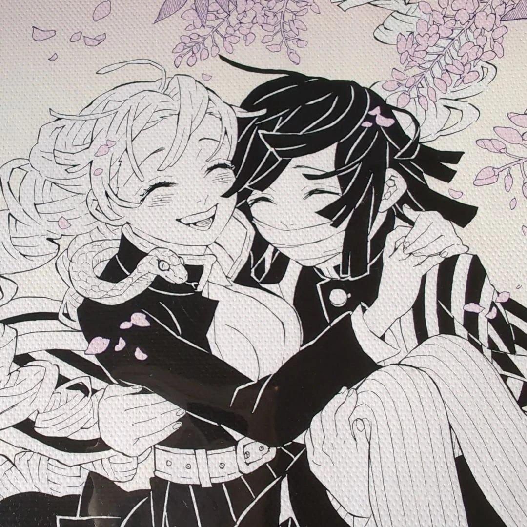 鬼滅の刃原画展　デザインアートボード　甘露寺蜜璃と伊黒小芭内