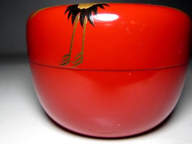 ＜土日限定価格＞中村宗哲 波鶴蒔絵 平棗 裏千家十五代 鵬雲斎花押　　　e49