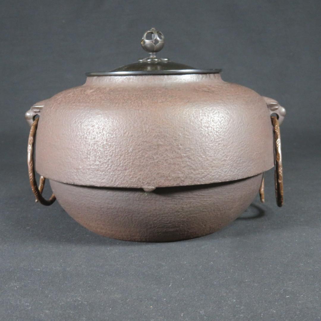 唐銅切合鬼面風炉 風炉 平丸釜添 黒瀬宗康 畠春斎 前瓦 底瓦 茶道具