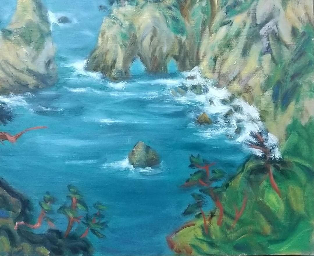 「陸中海岸北山崎」F10 油絵 油彩画 絵画 アート