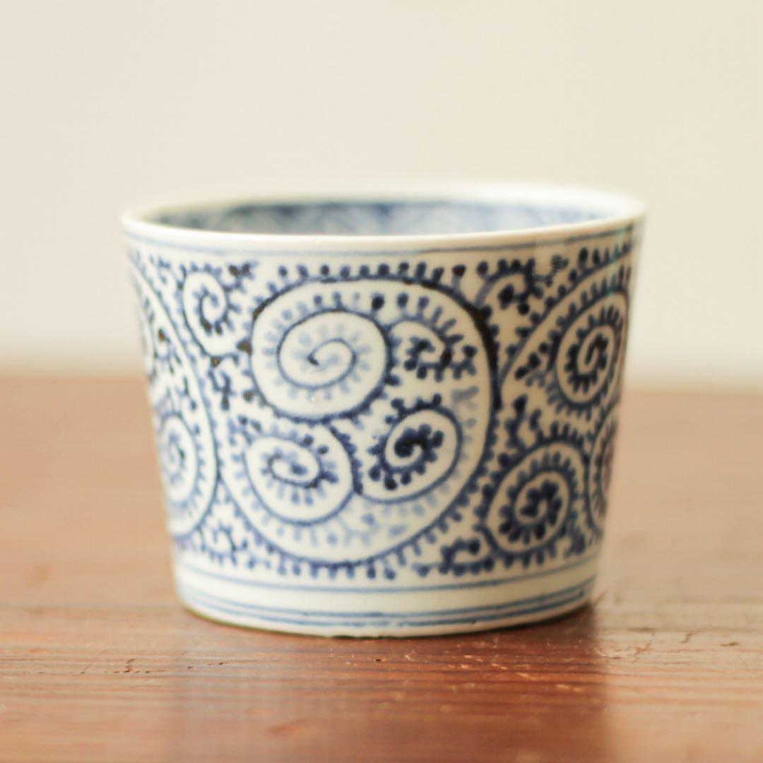 伊万里　古伊万里　江戸　後期　幕末　蕎麦猪口　総柄　蛸唐草　蛇の目　高台