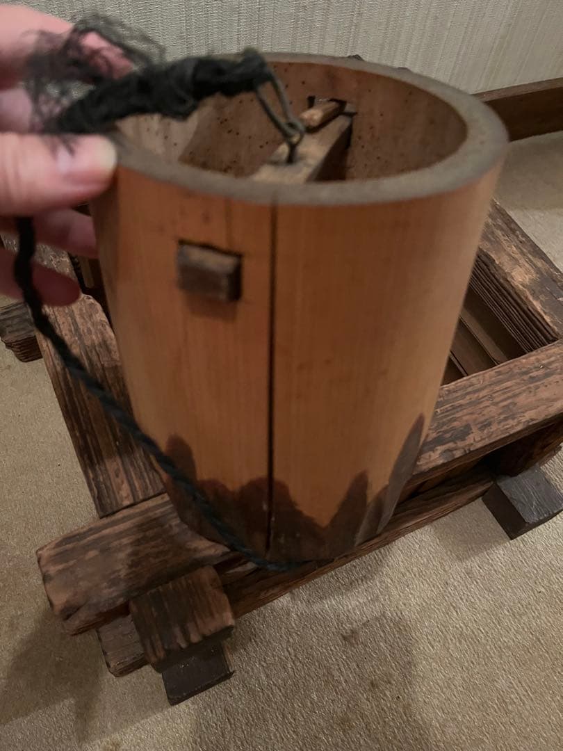 激レアアンティーク　井戸桶　井戸のオブジェ　茶道具　茶室　つるべ井戸　手汲井戸