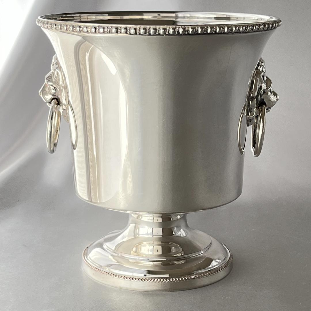 【英国】ライオンのアイスペール / トング【シルバープレート】