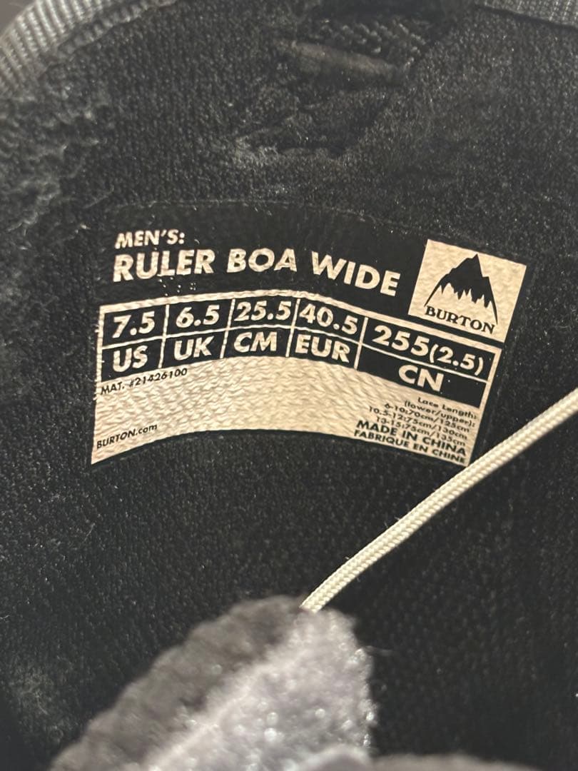 スノボブーツBurton Ruler Boa Wide 25.5cm (男性用)