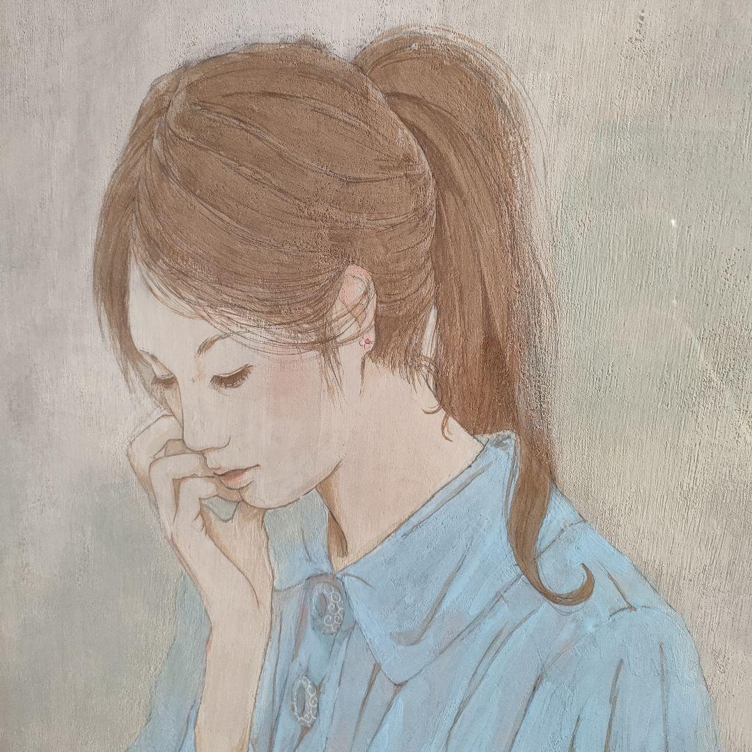 川畑絵　M12号　日本画　原画　美人画　一点物