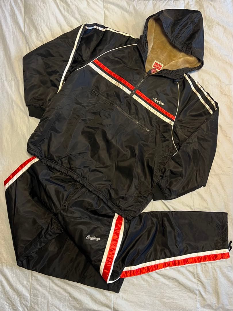 RAWLINGS ナイロンセットアップ L ブラック 野球 スポーツ 運動着