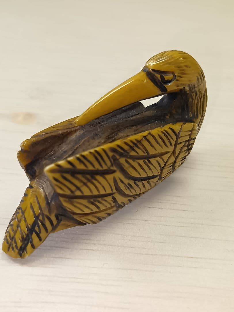 鹿角根付　在銘あり