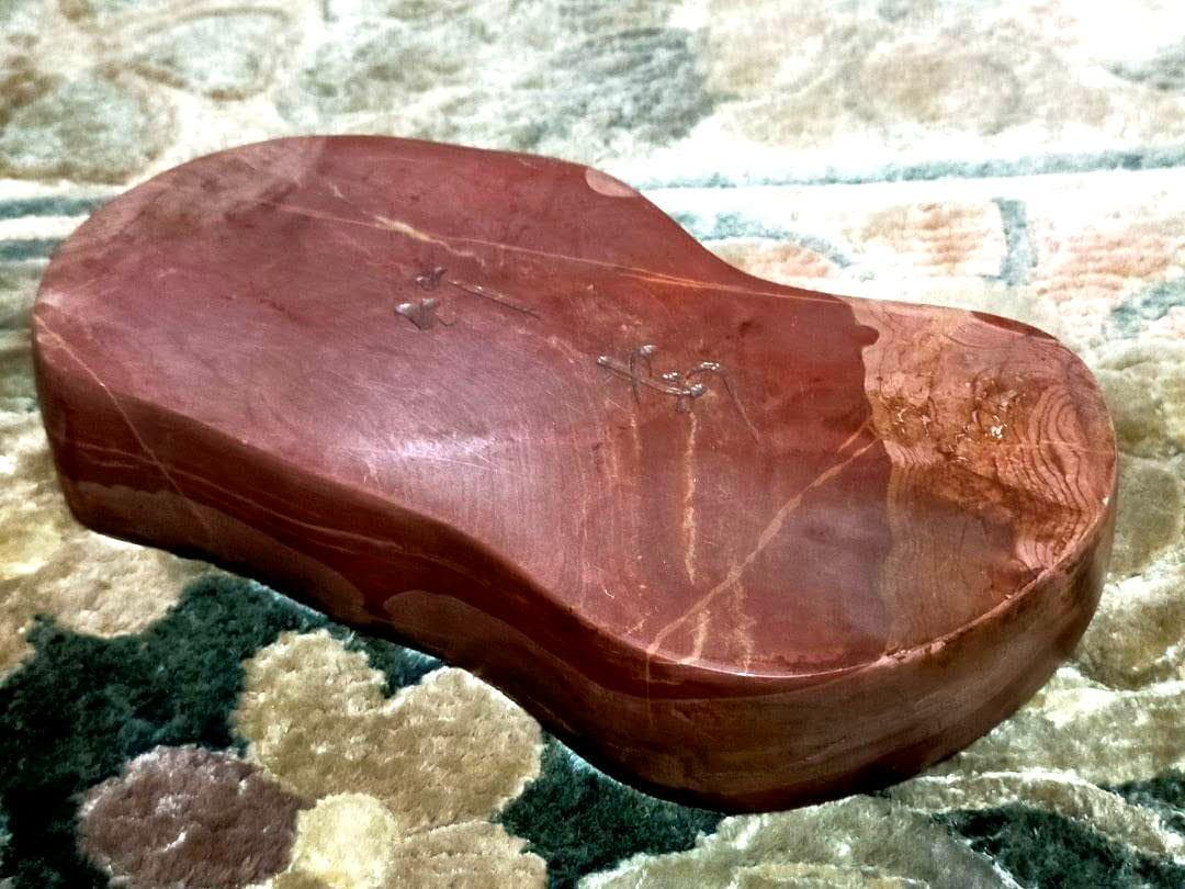 ♥中国　硯　古硯　赤糸硯　桐箱付き　骨董品　墨　筆　書道具