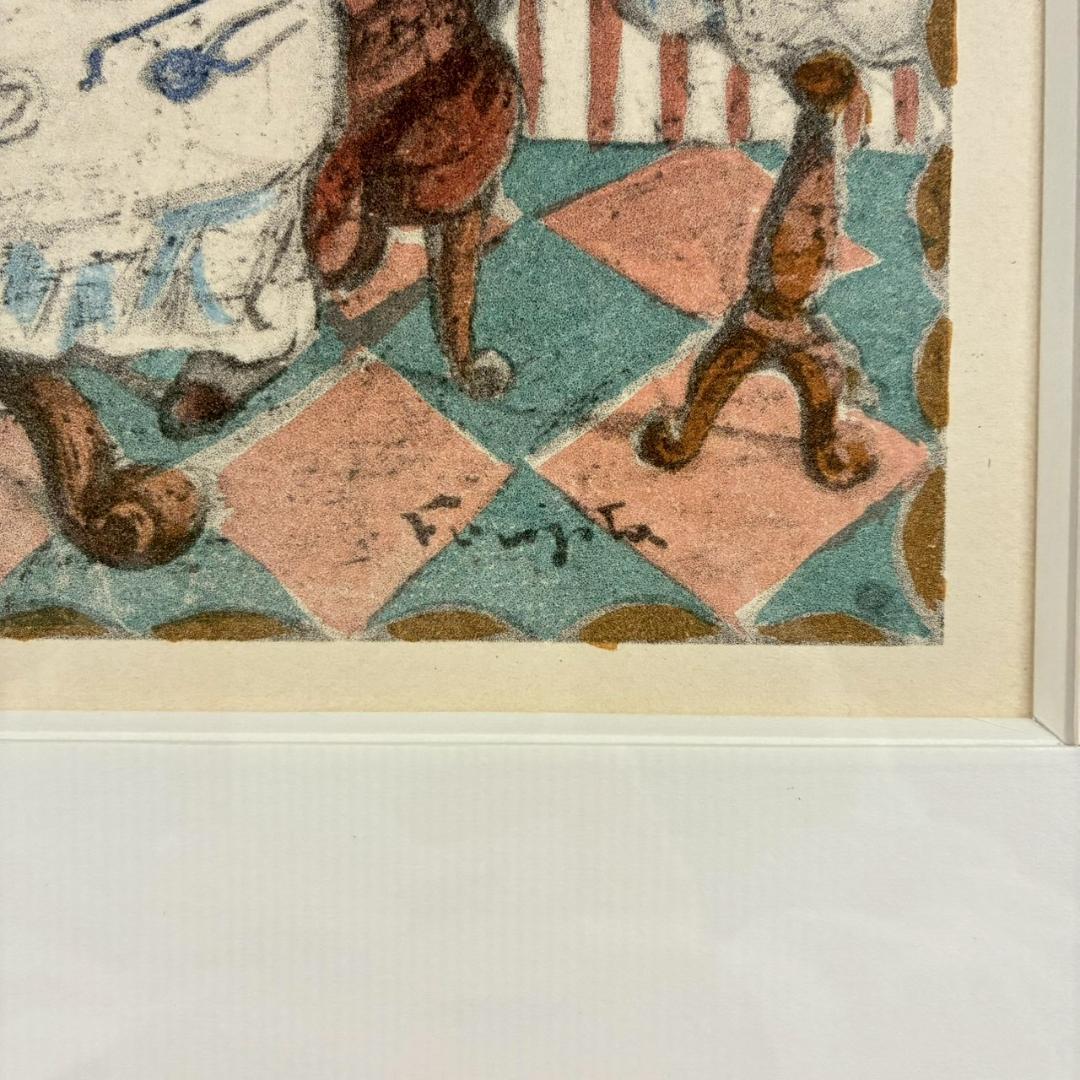 美品 藤田嗣治「グルメ」（挿画詩集「四十雀」より）リトグラフ レオナール藤田