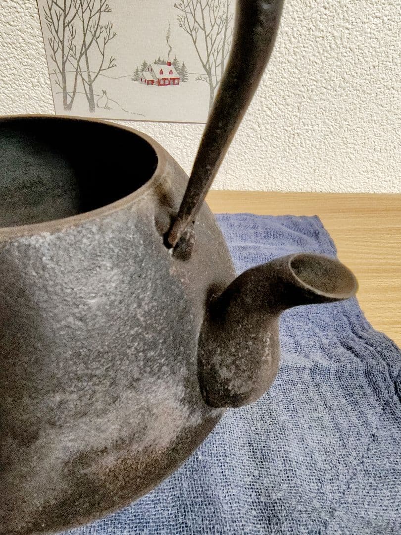 南部鉄器　鉄瓶　秋の実肌