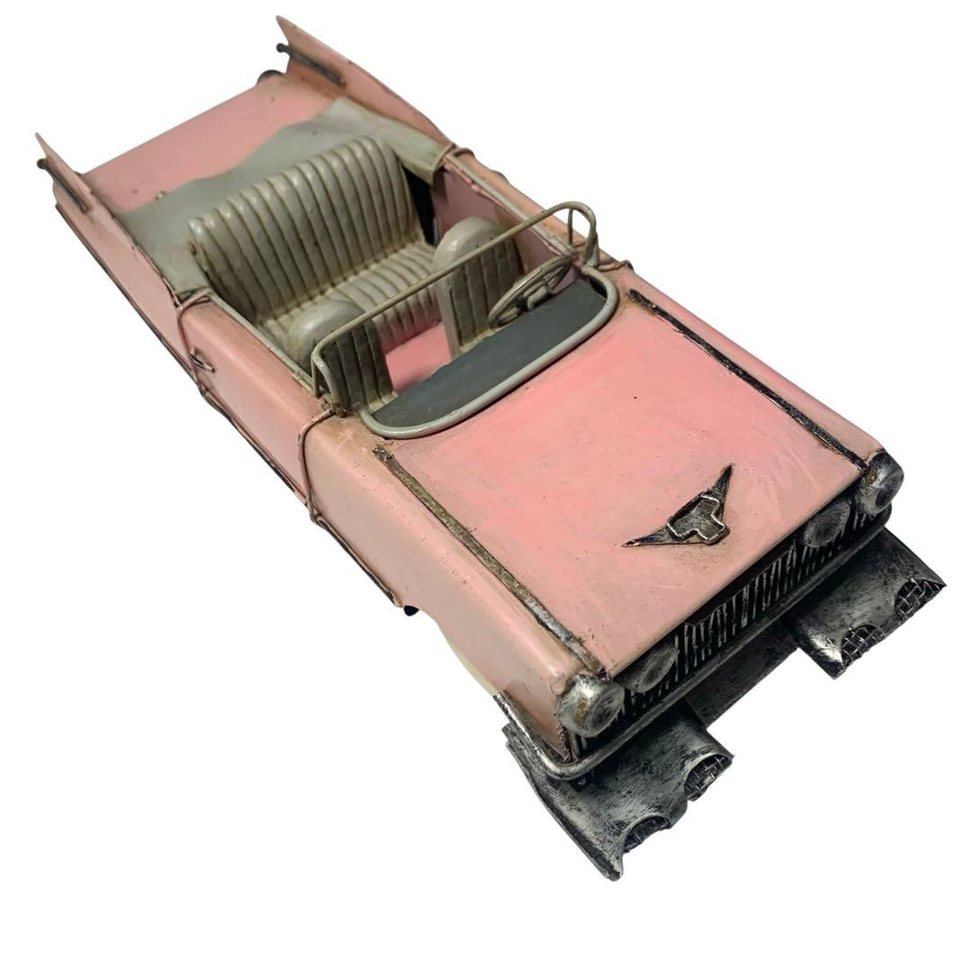 ブリキ　オープンカー　キャデラック　アメリカン　ピンク　インテリア　車