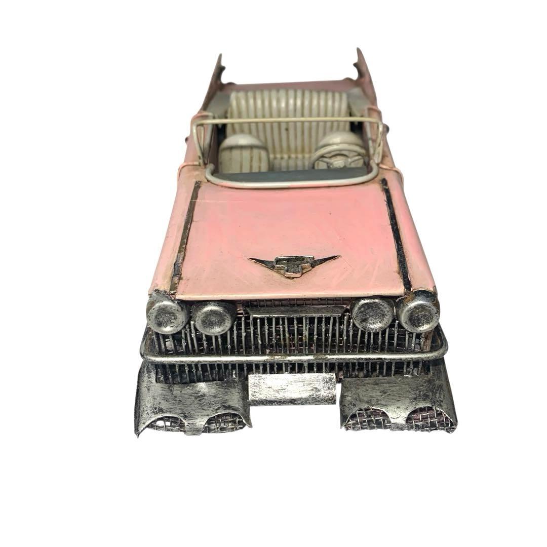 ブリキ　オープンカー　キャデラック　アメリカン　ピンク　インテリア　車