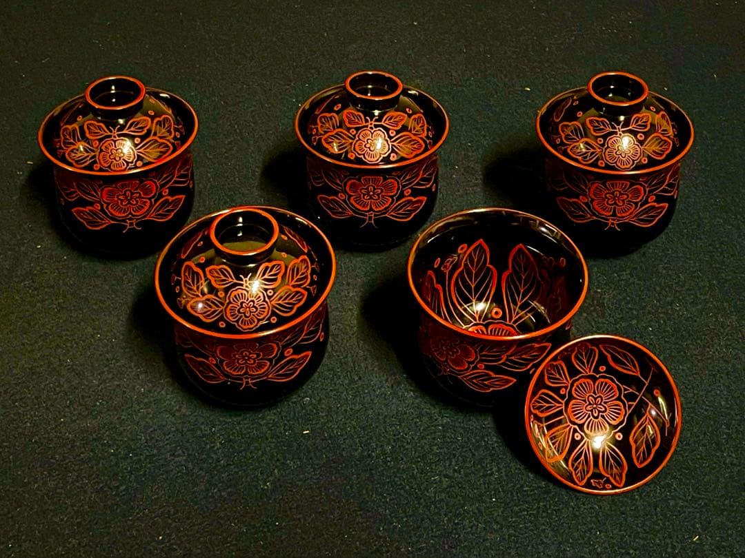 割引中❣️【美品】「母」輪島塗 吉野図 懐石道具 [梅應] 塗箱 茶懐石 F