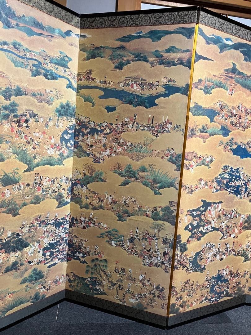 大阪夏の陣図 左隻 屏風 複製 特大 高級 衝立 六曲 侍 武士 和風 日本画