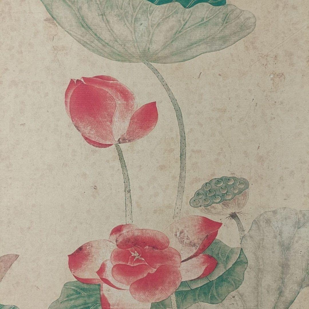 恽冰《蒲塘秋艶図》　三尺中堂　掛軸　中国名人書画　花鳥画　壁掛け装飾