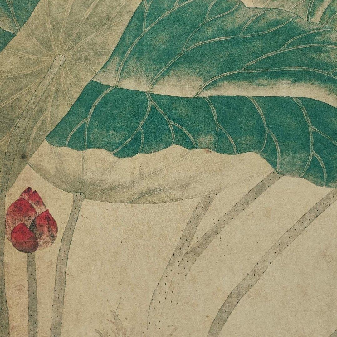 恽冰《蒲塘秋艶図》　三尺中堂　掛軸　中国名人書画　花鳥画　壁掛け装飾