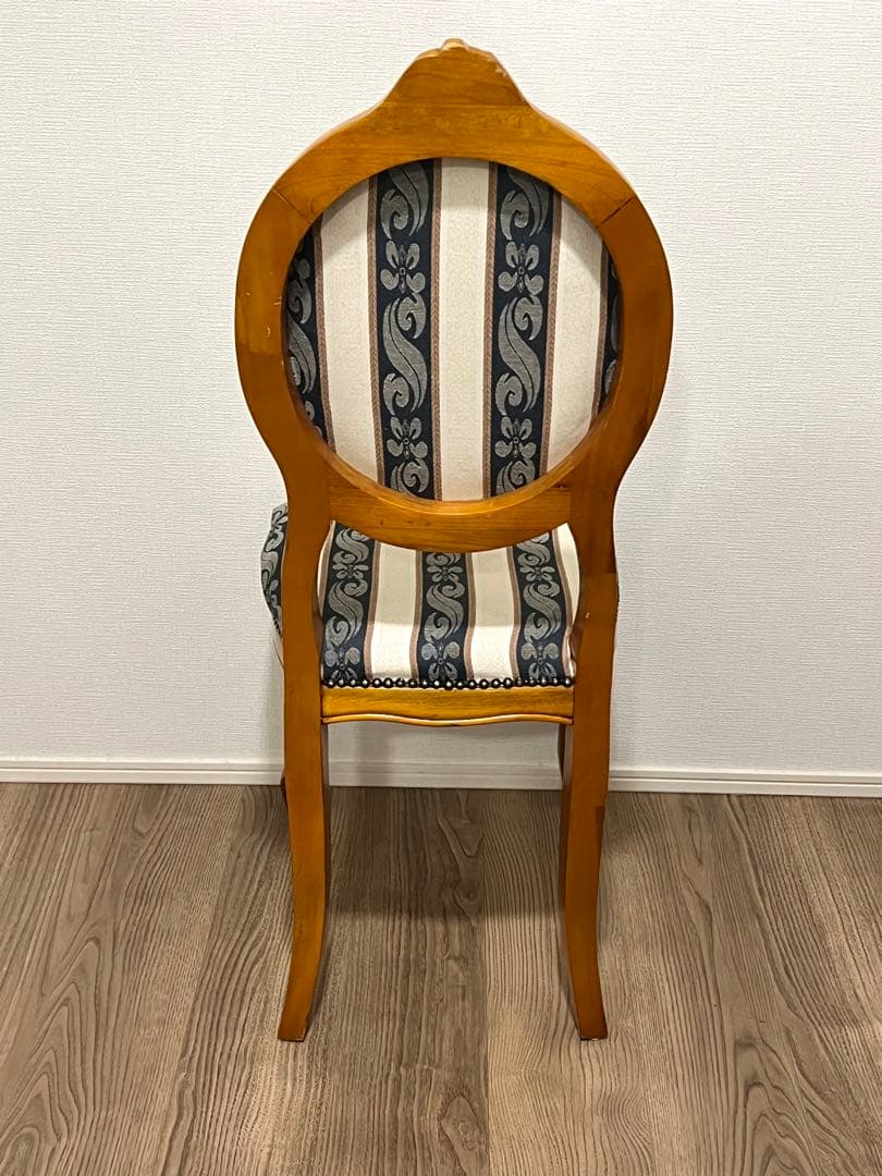 Nさん！アンティーク調 ダイニングチェア猫脚 ストライプ 布張りクラシック
