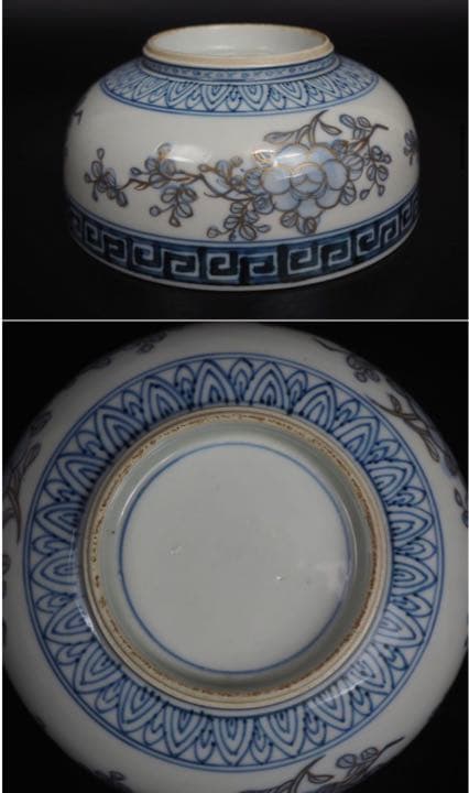 送料無料　明治時代　大変綺麗な錦手梅蘭竹菊四君子紋鉢３点セット径約18～24ｃｍ