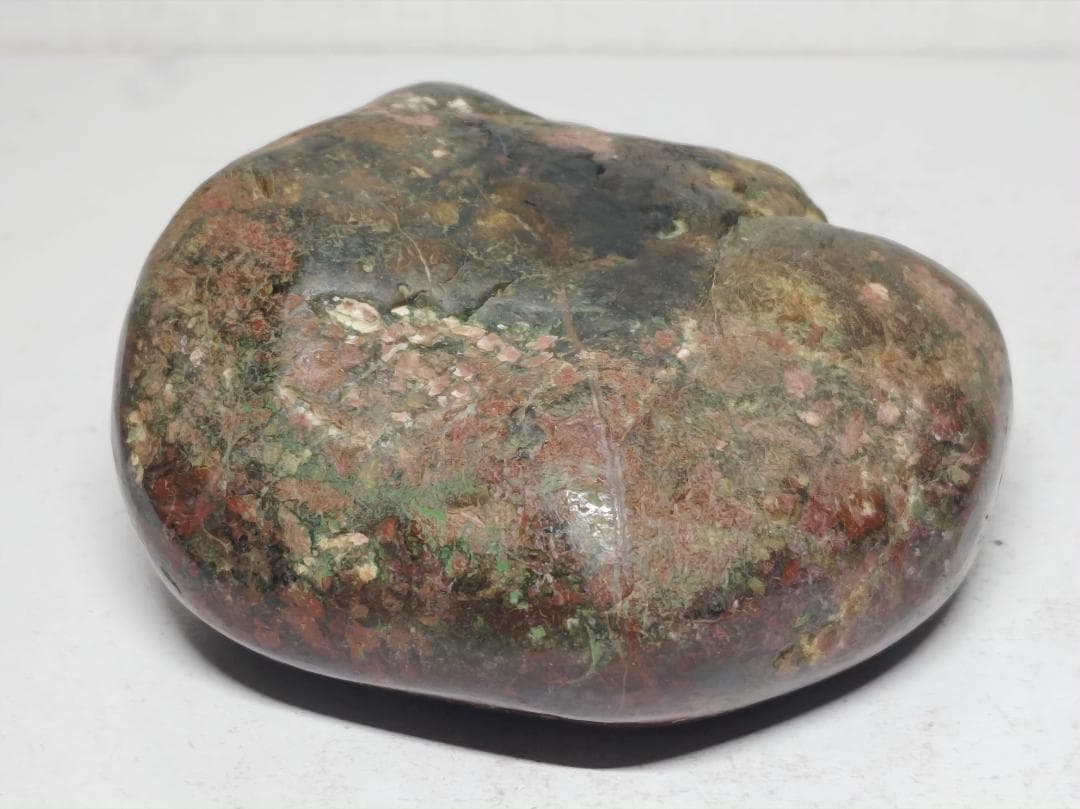 錦石 804g 津軽産 紋石 ジャスパー 碧玉 鑑賞石 原石 自然石誕生石 水石