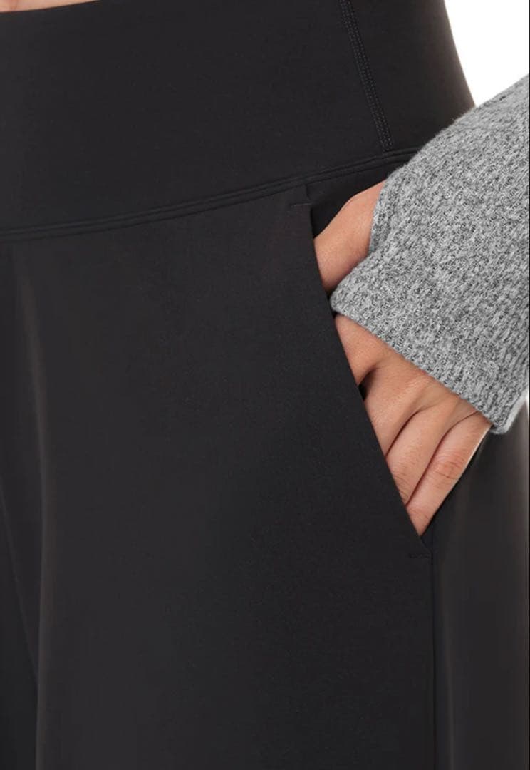 アンダールandar Airywin 裏起毛マキシワイドレギンス ブラックL