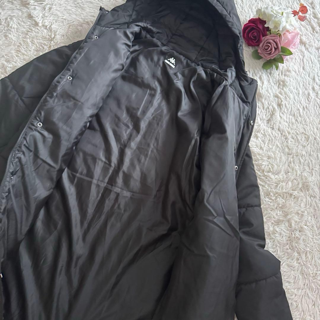 【カッパ／Kappa】ロング中綿コート フード付き ブラック LL ベンチコート