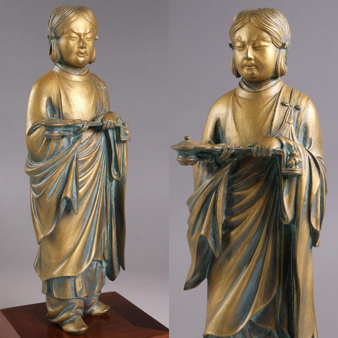 高村光雲 原型 聖徳太子御考養之像 高村規・識箱 銅像 ブロンズ【MA943】