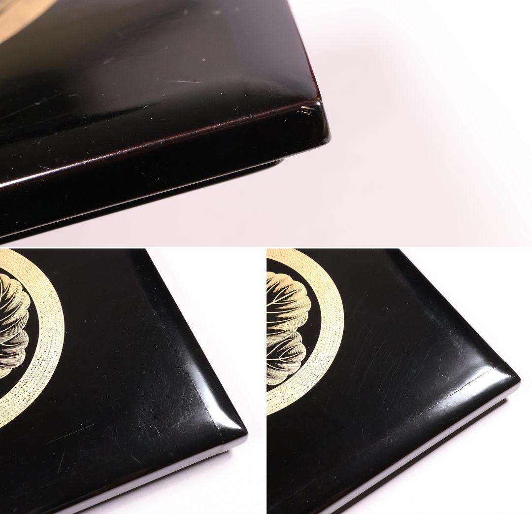 輪島塗 森漆器店 沈金 丸に蔦家紋 松竹梅 五段重箱 黒 朱 木製【MB57】