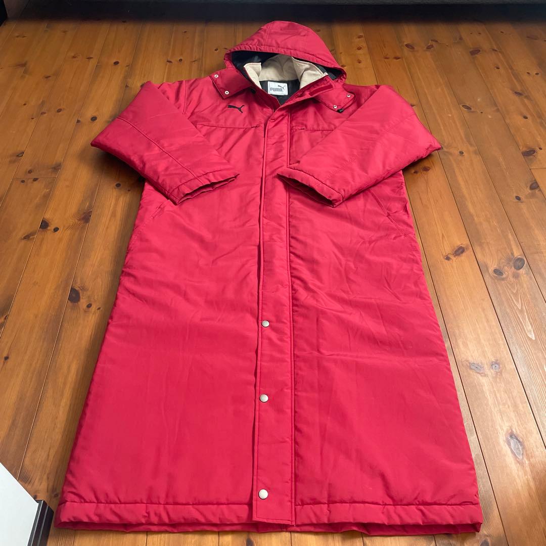 PUMA ベンチロングコート　レッド　サッカー　XL