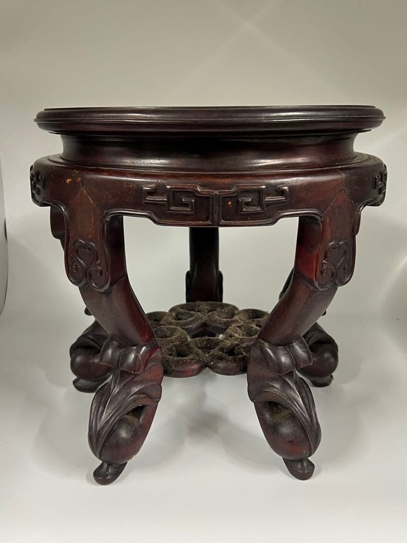 極上 古美術　清朝　紫檀台　物置 倉庫整理品F--3