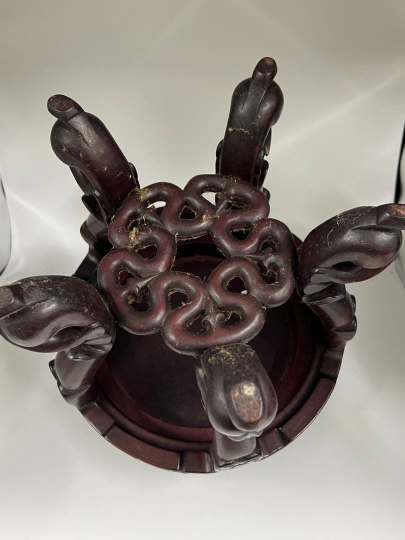 極上 古美術　清朝　紫檀台　物置 倉庫整理品F--3