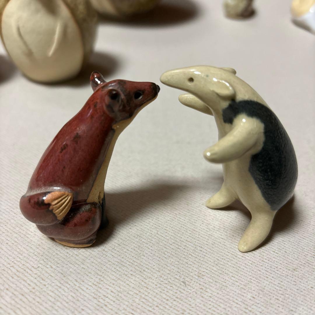 陶芸作家さん　ハリネズミお茶碗と一輪挿し、動物オブジェなど