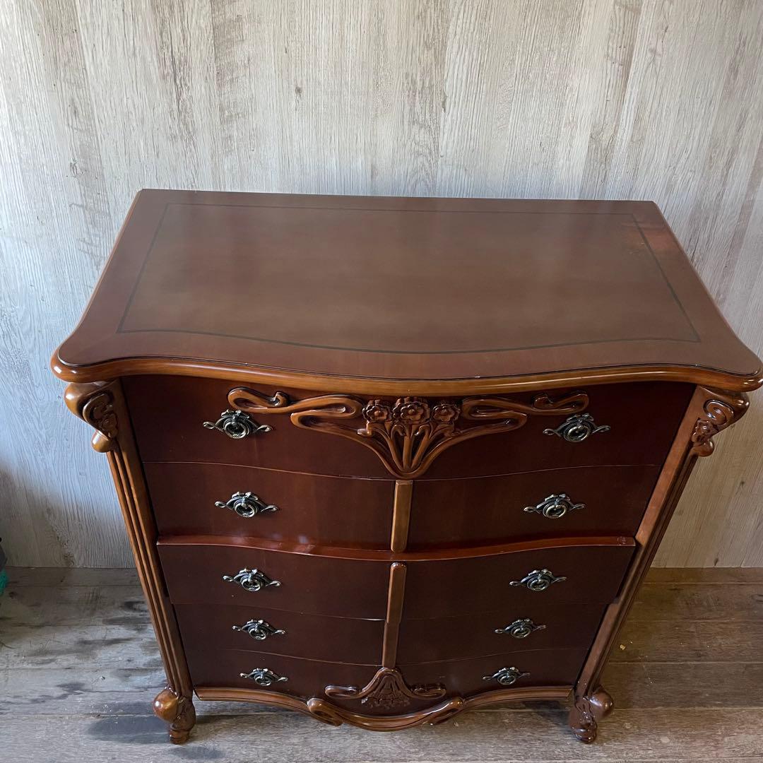 猫脚 5段チェスト ロココ調 ヨーロピアン アンティーク家具 イタリア家具