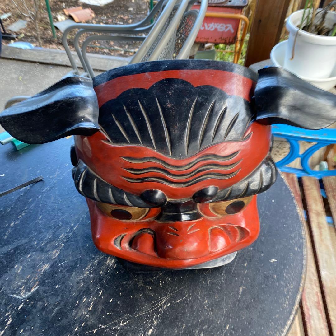 .獅子舞　獅子頭　お正月　木彫　魔除け　祭　置物　古美術　神楽 木製 木彫